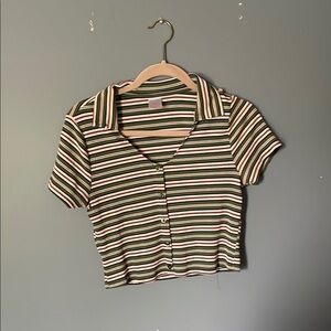 Striped Button-Up Crop Top